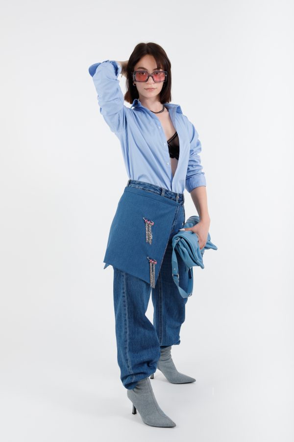 Χειροποίητη τύπου κορσέ φούστα "Denim Embrace" - Image 2