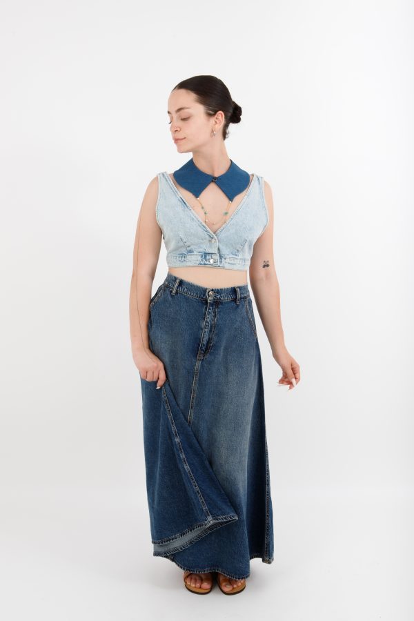 Τζιν χειροποίητος γιακάς, "Golden Denim" - Image 2