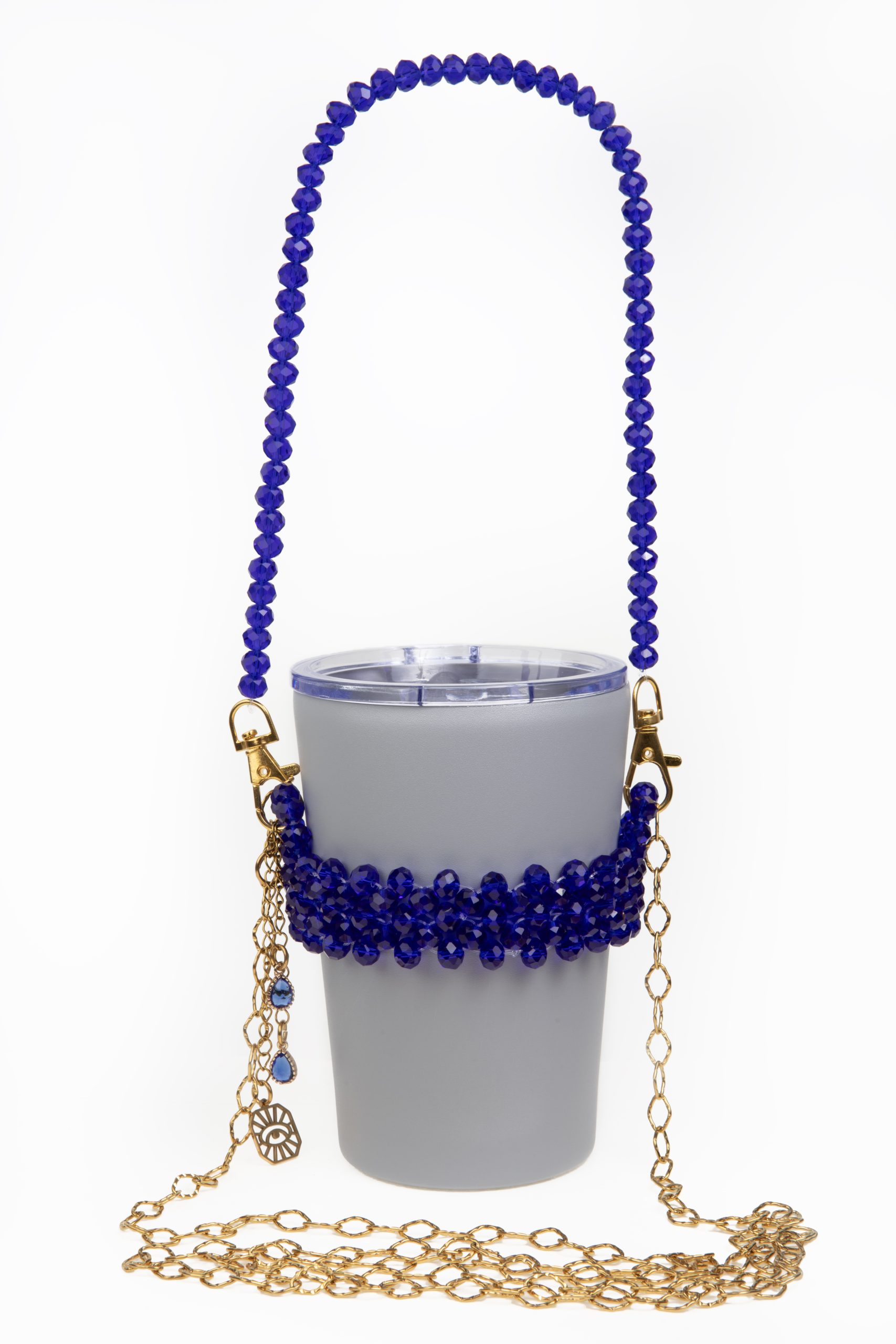 Μπλε χειροποίητο cup holder, royal boho blue - Image 2
