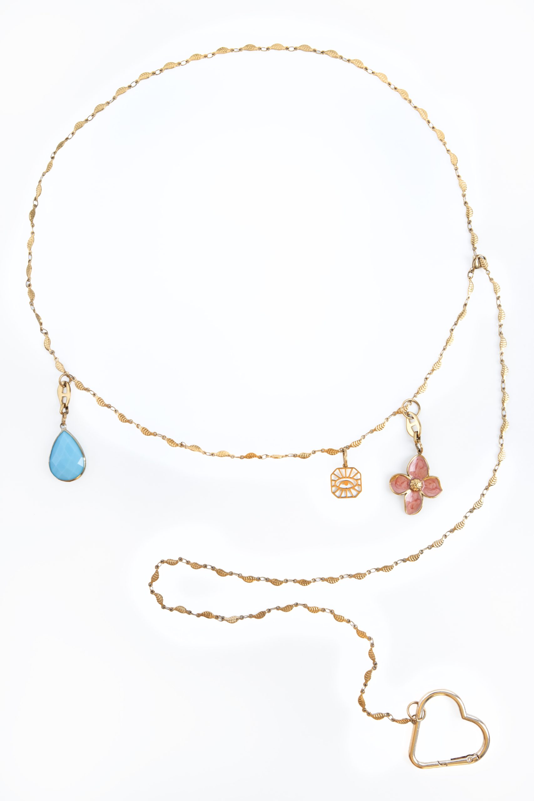 Leafline μεταλλική χειροποίητη χρυσή ζώνη με κρεμαστά στοιχεία