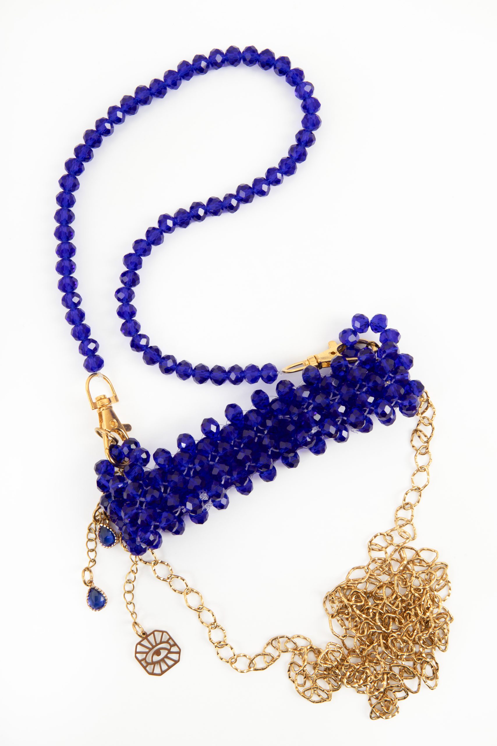 Μπλε χειροποίητο cup holder, royal boho blue